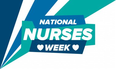 Ulusal Hemşireler Haftası. Teşekkürler hemşireler. Tıbbi ve sağlık hizmetleri konsepti. Virüslere ve hastalıklara karşı savaşanlar. Doktorların şerefine. Amerika 'da yıllık kutlama. Vektör illüstrasyon posteri