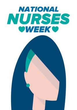 Ulusal Hemşireler Haftası. Teşekkürler hemşireler. Tıbbi ve sağlık hizmetleri konsepti. Virüslere ve hastalıklara karşı savaşanlar. Doktorların şerefine. Amerika 'da yıllık kutlama. Vektör illüstrasyon posteri