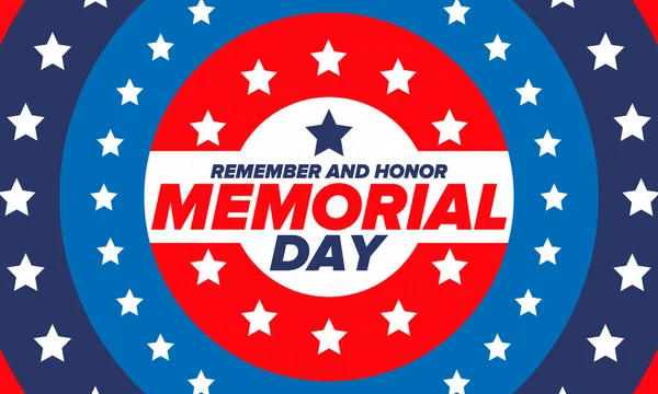 Memorial Day in United States. Remember and Honor. Federal holiday for remember and honor persons who have died while serving in the United States Armed Forces. Celebrated in May. Vector poster