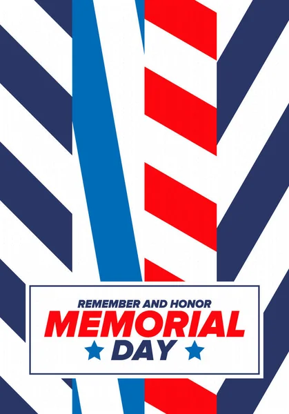 Memorial Day Estados Unidos Recuerda Honra Fiesta Federal Para Recordar — Vector de stock