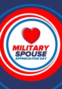Askeri Eş Takdir Günü. Amerika 'da kutlandı. Silahlı Kuvvetler 'in eşlerinin Ulusal Bayram' da bağış, destek ve fedakarlıklarının tanınması. Poster, kart, pankart. Vektör