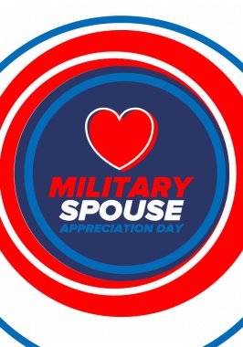 Askeri Eş Takdir Günü. Amerika 'da kutlandı. Silahlı Kuvvetler 'in eşlerinin Ulusal Bayram' da bağış, destek ve fedakarlıklarının tanınması. Poster, kart, pankart. Vektör