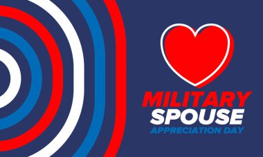 Askeri Eş Takdir Günü. Amerika 'da kutlandı. Silahlı Kuvvetler 'in eşlerinin Ulusal Bayram' da bağış, destek ve fedakarlıklarının tanınması. Poster, kart, pankart. Vektör