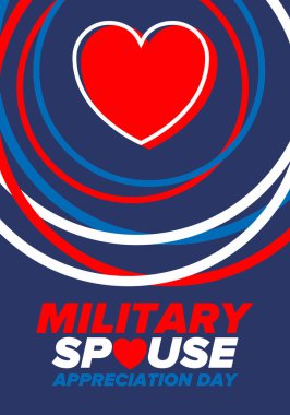 Askeri Eş Takdir Günü. Amerika 'da kutlandı. Silahlı Kuvvetler 'in eşlerinin Ulusal Bayram' da bağış, destek ve fedakarlıklarının tanınması. Poster, kart, pankart. Vektör