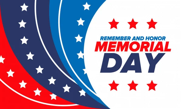 Memorial Day United States Remember Honor Federal Holiday Remember Honor — Stock Vector