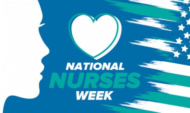 Ulusal Hemşireler Haftası. Teşekkürler hemşireler. Tıbbi ve sağlık hizmetleri konsepti. Virüslere ve hastalıklara karşı savaşanlar. Doktorların şerefine. Amerika 'da yıllık kutlama. Vektör illüstrasyon posteri