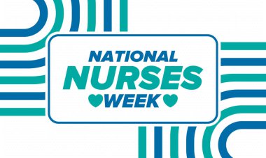 Ulusal Hemşireler Haftası. Teşekkürler hemşireler. Tıbbi ve sağlık hizmetleri konsepti. Virüslere ve hastalıklara karşı savaşanlar. Doktorların şerefine. Amerika 'da yıllık kutlama. Vektör illüstrasyon posteri