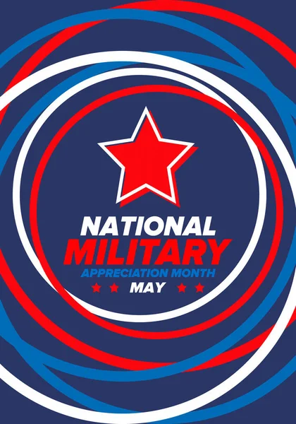 Mese Nazionale Apprezzamento Militare Nel Mese Maggio Mese Annuale Celebrazione — Vettoriale Stock