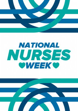 Ulusal Hemşireler Haftası. Teşekkürler hemşireler. Tıbbi ve sağlık hizmetleri konsepti. Virüslere ve hastalıklara karşı savaşanlar. Doktorların şerefine. Amerika 'da yıllık kutlama. Vektör illüstrasyon posteri