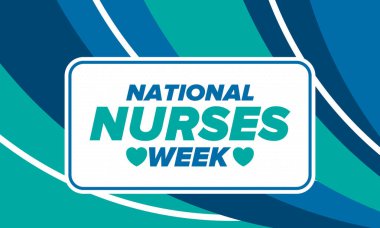 Ulusal Hemşireler Haftası. Teşekkürler hemşireler. Tıbbi ve sağlık hizmetleri konsepti. Virüslere ve hastalıklara karşı savaşanlar. Doktorların şerefine. Amerika 'da yıllık kutlama. Vektör illüstrasyon posteri