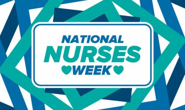 Ulusal Hemşireler Haftası. Teşekkürler hemşireler. Tıbbi ve sağlık hizmetleri konsepti. Virüslere ve hastalıklara karşı savaşanlar. Doktorların şerefine. Amerika 'da yıllık kutlama. Vektör illüstrasyon posteri