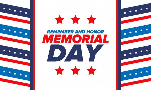 Memorial Day United States Remember Honor Federal Holiday Remember Honor — Stock Vector