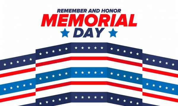 Memorial Day United States Remember Honor Federal Holiday Remember Honor — Stock Vector