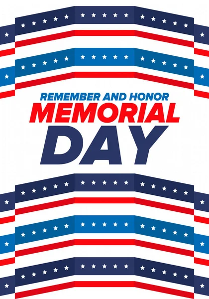 Memorial Day United States Remember Honor Federal Holiday Remember Honor — Stock Vector