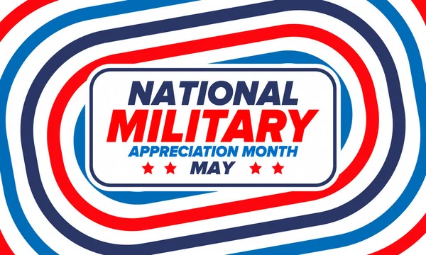 五月的国家军事欣赏月 美国的年度武装部队庆祝月 横幅和背景 矢量说明 — 图库矢量图片