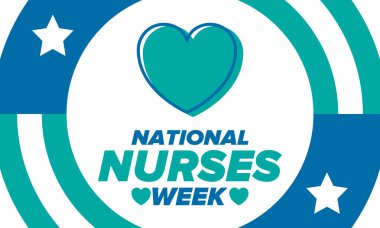 Ulusal Hemşireler Haftası. Teşekkürler hemşireler. Tıbbi ve sağlık hizmetleri konsepti. Virüslere ve hastalıklara karşı savaşanlar. Doktorların şerefine. Amerika 'da yıllık kutlama. Vektör illüstrasyon posteri