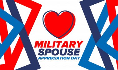 Askeri Eş Takdir Günü. Amerika 'da kutlandı. Silahlı Kuvvetler 'in eşlerinin Ulusal Bayram' da bağış, destek ve fedakarlıklarının tanınması. Poster, kart, pankart. Vektör