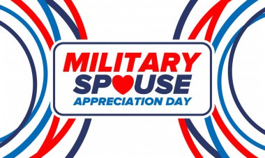 Askeri Eş Takdir Günü. Amerika 'da kutlandı. Silahlı Kuvvetler 'in eşlerinin Ulusal Bayram' da bağış, destek ve fedakarlıklarının tanınması. Poster, kart, pankart. Vektör