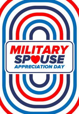 Askeri Eş Takdir Günü. Amerika 'da kutlandı. Silahlı Kuvvetler 'in eşlerinin Ulusal Bayram' da bağış, destek ve fedakarlıklarının tanınması. Poster, kart, pankart. Vektör