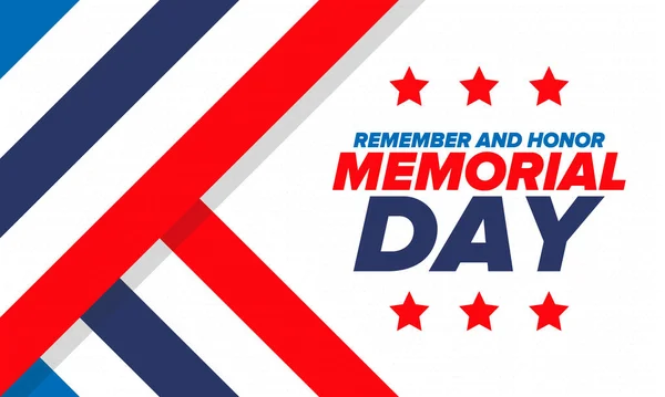 Memorial Day United States Remember Honor Federal Holiday Remember Honor — Stock Vector