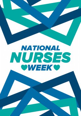 Ulusal Hemşireler Haftası. Teşekkürler hemşireler. Tıbbi ve sağlık hizmetleri konsepti. Virüslere ve hastalıklara karşı savaşanlar. Doktorların şerefine. Amerika 'da yıllık kutlama. Vektör illüstrasyon posteri