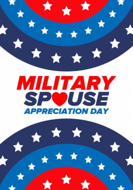 Askeri Eş Takdir Günü. Amerika 'da kutlandı. Silahlı Kuvvetler 'in eşlerinin Ulusal Bayram' da bağış, destek ve fedakarlıklarının tanınması. Poster, kart, pankart. Vektör