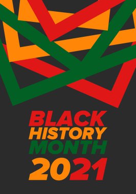 Siyahların Tarihi Ayı. Afrikalı Amerikan Tarihi. Yıllık kutlama. Şubat 'ta Amerika ve Kanada' da. Ekim ayında İngiltere 'de. Poster, kart, afiş, geçmiş. Vektör illüstrasyonu