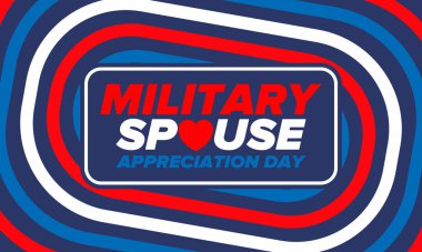 Askeri Eş Takdir Günü. Amerika 'da kutlandı. Silahlı Kuvvetler 'in eşlerinin Ulusal Bayram' da bağış, destek ve fedakarlıklarının tanınması. Poster, kart, pankart. Vektör