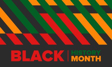 Siyahların Tarihi Ayı. Afrikalı Amerikan Tarihi. Yıllık kutlama. Şubat 'ta Amerika ve Kanada' da. Ekim ayında İngiltere 'de. Poster, kart, afiş, geçmiş. Vektör illüstrasyonu