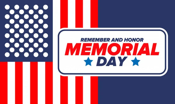 Memorial Day United States Remember Honor Federal Holiday Remember Honor — Stock Vector