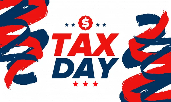 Národní Daňový Den Spojených Státech Termín Podání Federální Daně Den — Stockový vektor