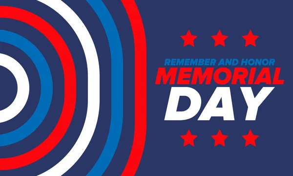 Memorial Day in United States. Remember and Honor. Federal holiday for remember and honor persons who have died while serving in the United States Armed Forces. Celebrated in May. Vector poster