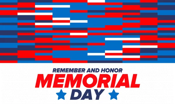 Memorial Day Nos Estados Unidos Lembra Honra Feriado Federal Para — Vetor de Stock