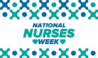 Ulusal Hemşireler Haftası. Teşekkürler hemşireler. Tıbbi ve sağlık hizmetleri konsepti. Virüslere ve hastalıklara karşı savaşanlar. Doktorların şerefine. Amerika 'da yıllık kutlama. Vektör illüstrasyon posteri