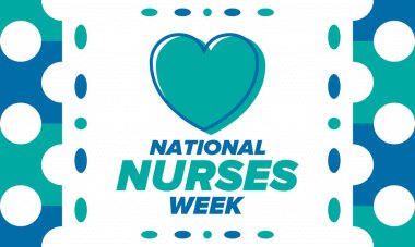 Ulusal Hemşireler Haftası. Teşekkürler hemşireler. Tıbbi ve sağlık hizmetleri konsepti. Virüslere ve hastalıklara karşı savaşanlar. Doktorların şerefine. Amerika 'da yıllık kutlama. Vektör illüstrasyon posteri