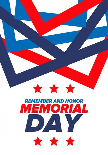 Memorial Day in United States. Remember and Honor. Federal holiday for remember and honor persons who have died while serving in the United States Armed Forces. Celebrated in May. Vector poster