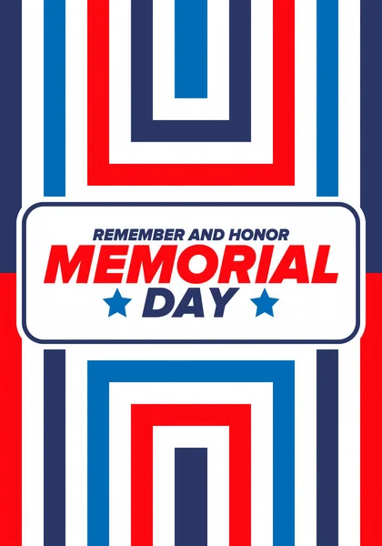 Memorial Day Nos Estados Unidos Lembra Honra Feriado Federal Para — Vetor de Stock