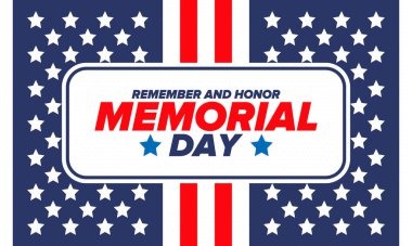 Amerika 'da Anma Günü. Unutma ve onurlandır. Birleşik Devletler Silahlı Kuvvetleri 'nde görev yaparken ölen insanları hatırlamak ve onurlandırmak için federal bayram. Mayıs 'ta kutlandı. Vektör posteri