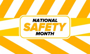 Haziran 'da Ulusal Güvenlik Ayı. Birleşik Devletler 'de bir aylık kutlama. İş yerinde, evde ve yolda kasıtsız yaralanmalar uyarısı. Güvenlik kavramı. Poster, kart, afiş ve arkaplan