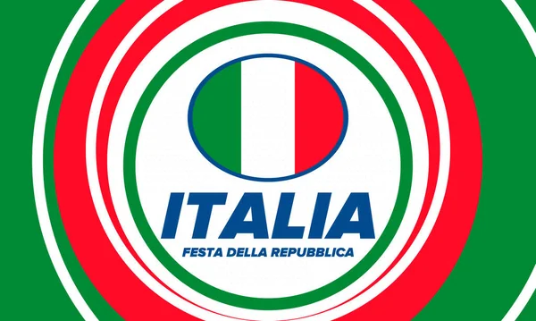 Festa Della Repubblica Italiana Texto Italiano Día República Italiana Feliz — Vector de stock