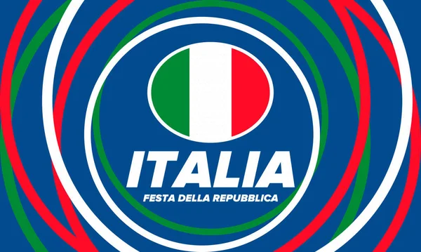 Festa Della Repubblica Italiana 意大利文文本 意大利共和国日 国庆节快乐 每年6月2日在意大利庆祝 意大利国旗 爱国设计 — 图库矢量图片