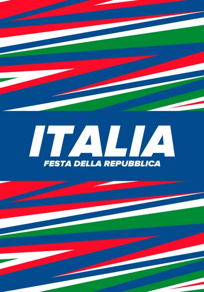 イタリア共和国のフェスタ デッラ イタリア語のテキスト イタリア共和国の日 幸せな国民の休日 毎年6月2日にイタリアで祝われる イタリア国旗 愛国的なデザイン ベクターポスター — ストックベクタ