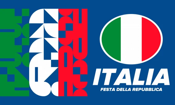 Festa Della Repubblica Italiana Text Auf Italienisch Tag Der Italienischen — Stockvektor