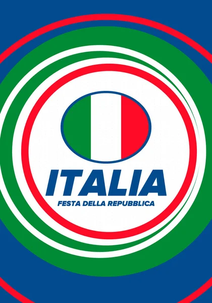 Festa Della Repubblica Italiana 意大利文文本 意大利共和国日 国庆节快乐 每年6月2日在意大利庆祝 意大利国旗 爱国设计 — 图库矢量图片