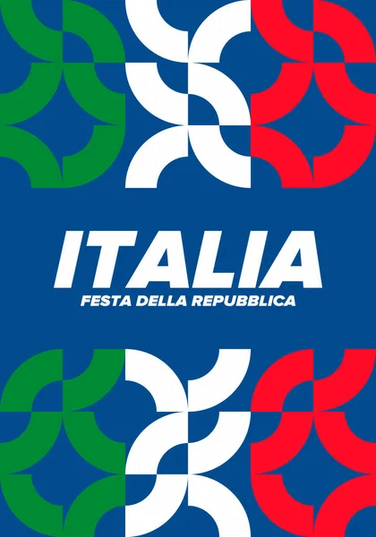 Festa Della Repubblica Italiana 意大利文文本 意大利共和国日 国庆节快乐 每年6月2日在意大利庆祝 意大利国旗 爱国设计 — 图库矢量图片