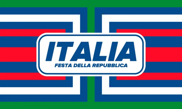 イタリア共和国のフェスタ デッラ イタリア語のテキスト イタリア共和国の日 幸せな国民の休日 毎年6月2日にイタリアで祝われる イタリア国旗 愛国的なデザイン ベクターポスター — ストックベクタ