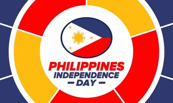 Día Independencia Filipinas Celebrado Anualmente Junio Filipinas Feliz Fiesta Nacional — Vector de stock
