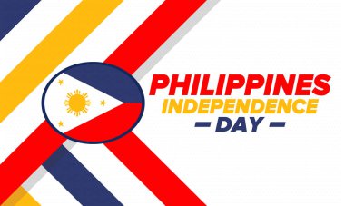 Filipinler Bağımsızlık Günü. Filipinler 'de her yıl 12 Haziran' da kutlanır. Ulusal özgürlük bayramın kutlu olsun. Filipinler bayrağı. Güneydoğu Asya ülkesi. Vatansever tasarım. Vektör posteri