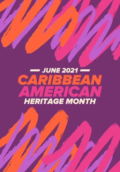 6月份的加勒比裔美国人遗产月 文化月致美国人民 庆祝每年的节日 节日快乐海报 横幅和背景 矢量说明 — 图库矢量图片