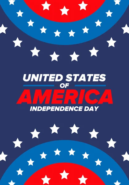 Día Independencia Los Estados Unidos América Julio Feliz Fiesta Nacional — Vector de stock